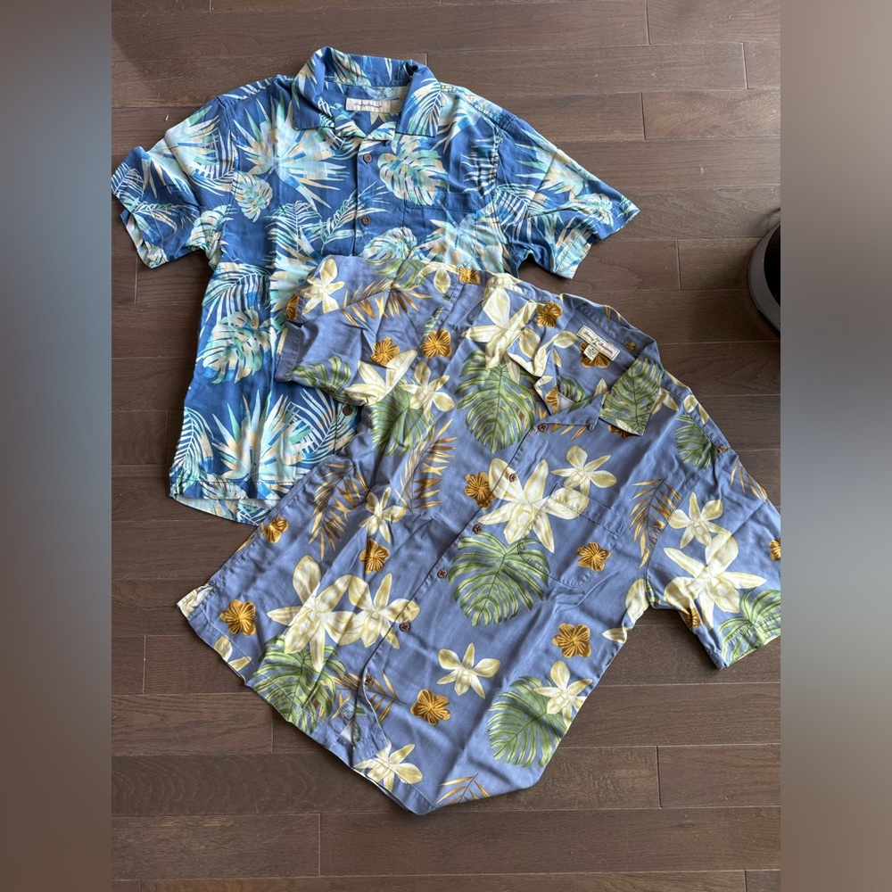 Two silk Tommy Bahamas Hawaiian shirts size M